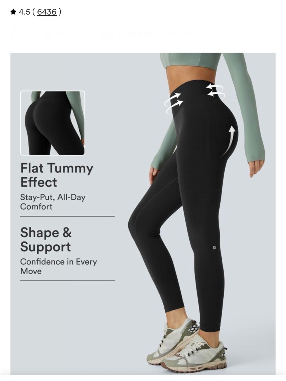 HALARA Black High-Waist Shaping Leggings